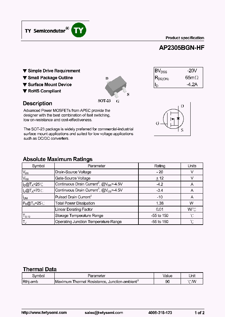 AP2305BGN-HF_7602460.PDF Datasheet