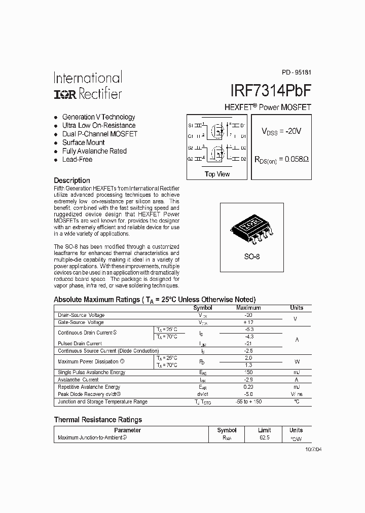 IRF7314PBF_7635844.PDF Datasheet