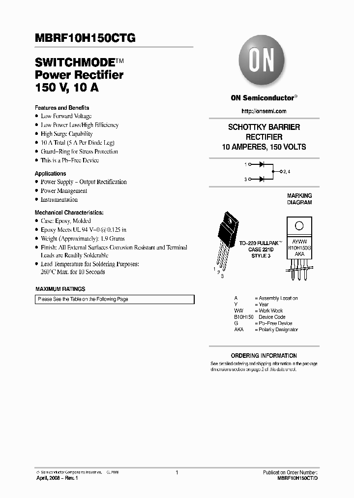 MBRF10H150CTG_7642992.PDF Datasheet