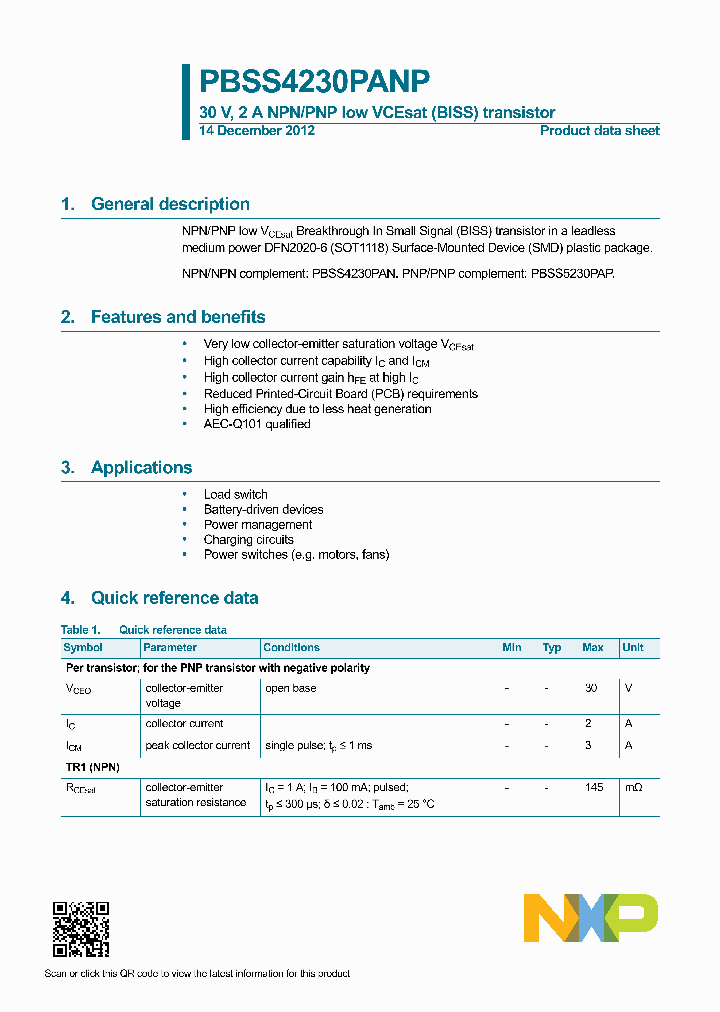 PBSS4230PANP_7649019.PDF Datasheet