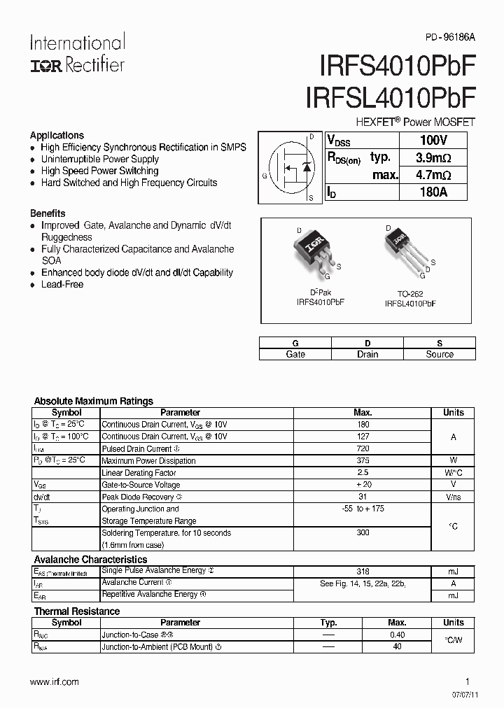 IRFSL4010PBF_7652367.PDF Datasheet