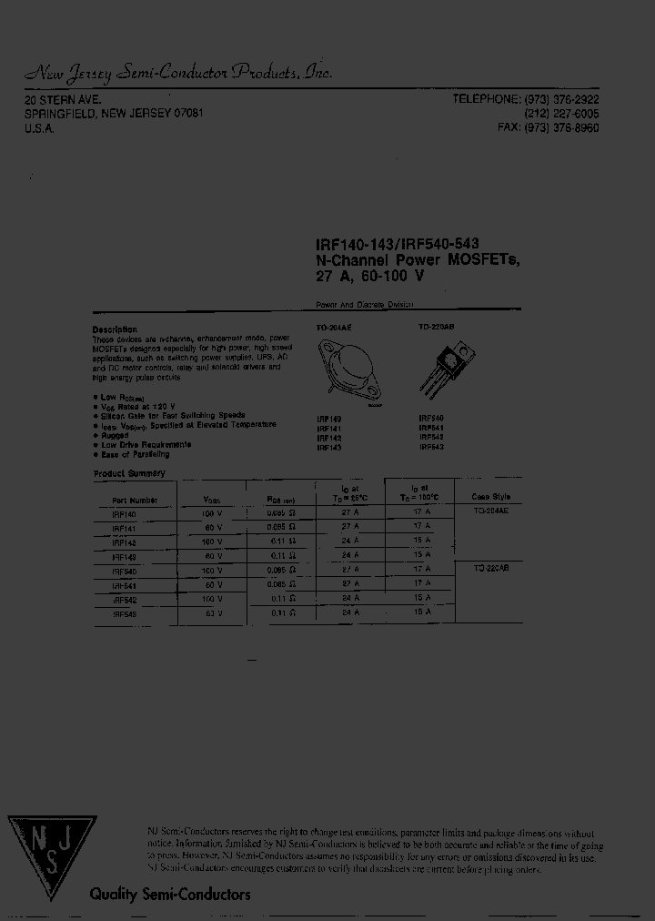 IRF540_7658206.PDF Datasheet