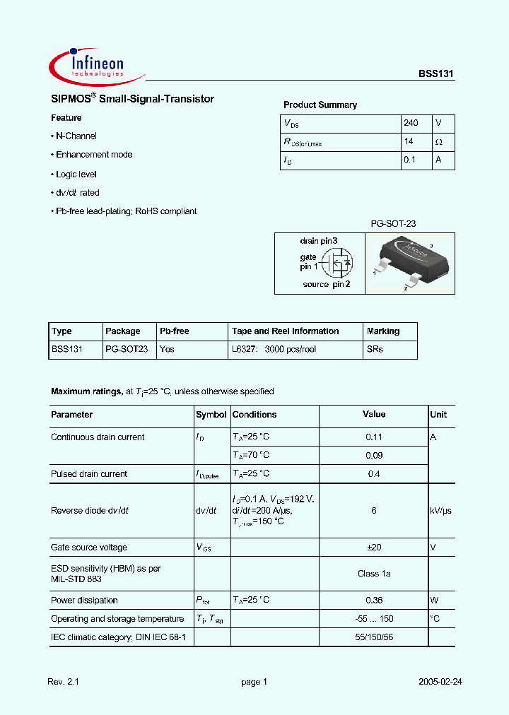 BSS131_7659757.PDF Datasheet