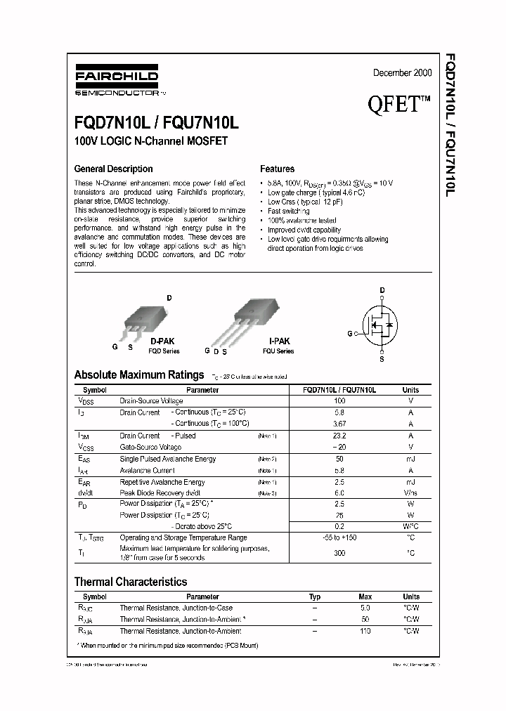 FQD7N10LTF_7666295.PDF Datasheet