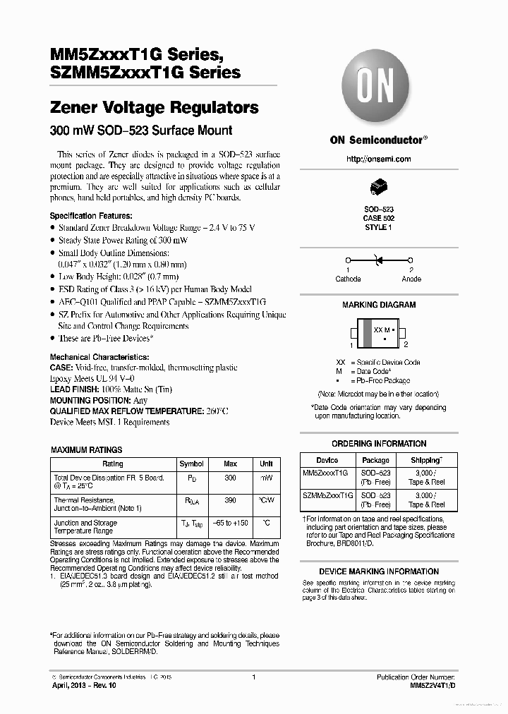 MM5Z3V3T1G_7667620.PDF Datasheet