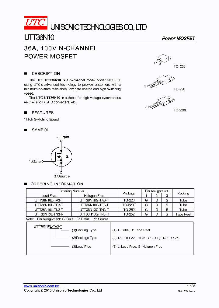 UTT36N10_7668913.PDF Datasheet