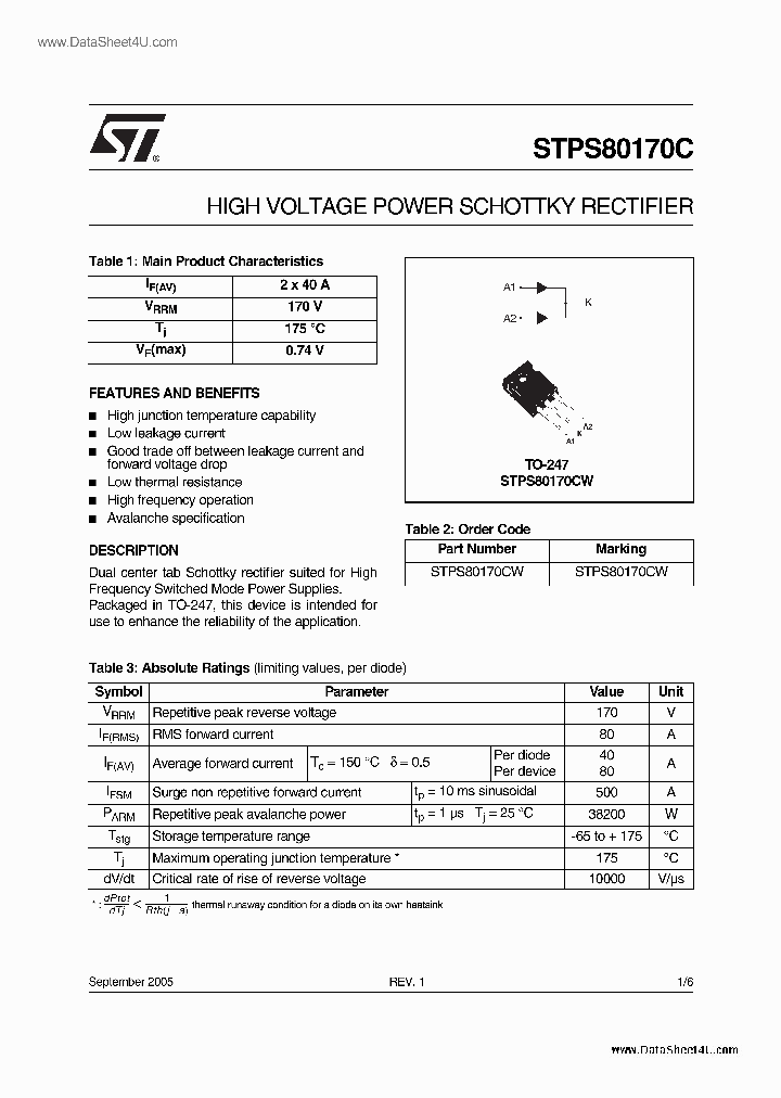 STPS80170C_7674026.PDF Datasheet