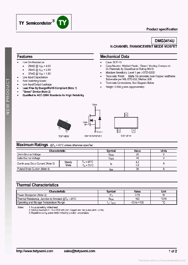 DMG3414U_7684270.PDF Datasheet