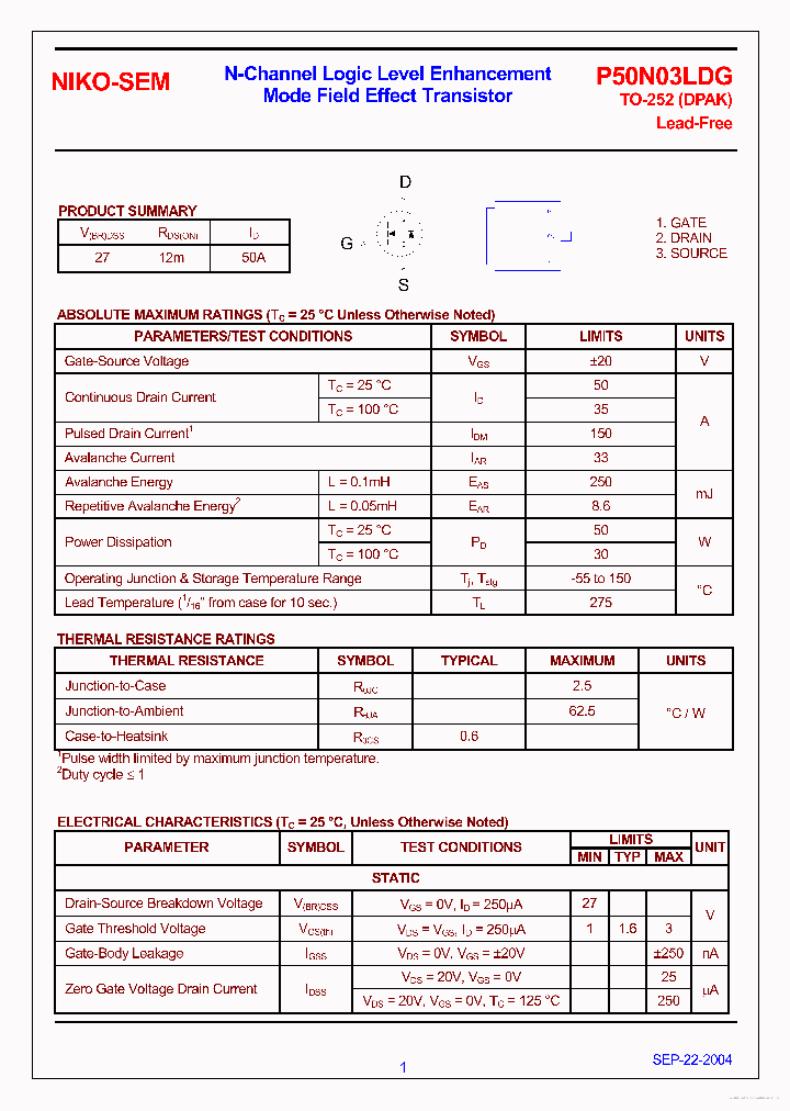 P50N03LDG_7685954.PDF Datasheet