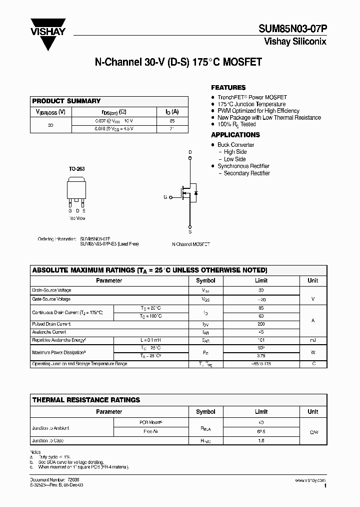 SUM85N03-07P_7689342.PDF Datasheet