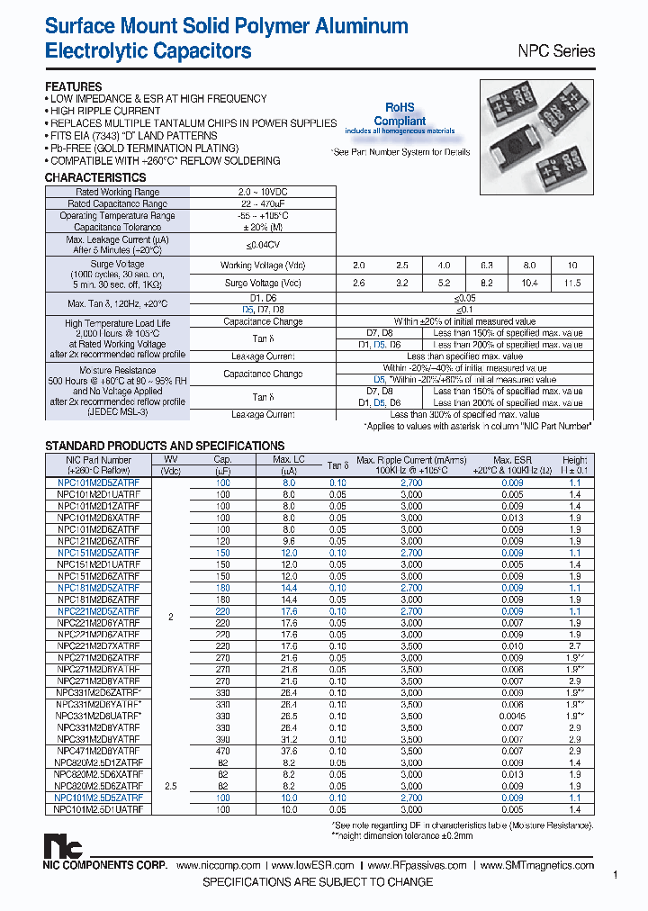 NPC101M25D1UATRF_7693733.PDF Datasheet