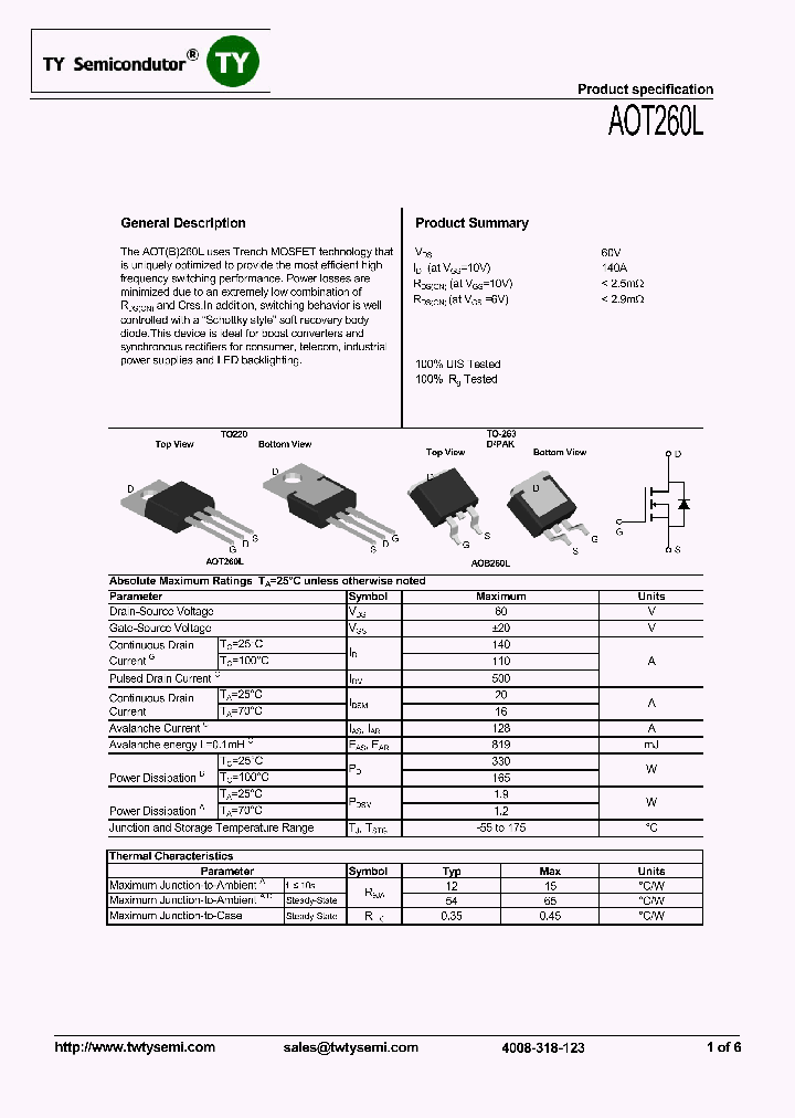 AOT260L_7698240.PDF Datasheet