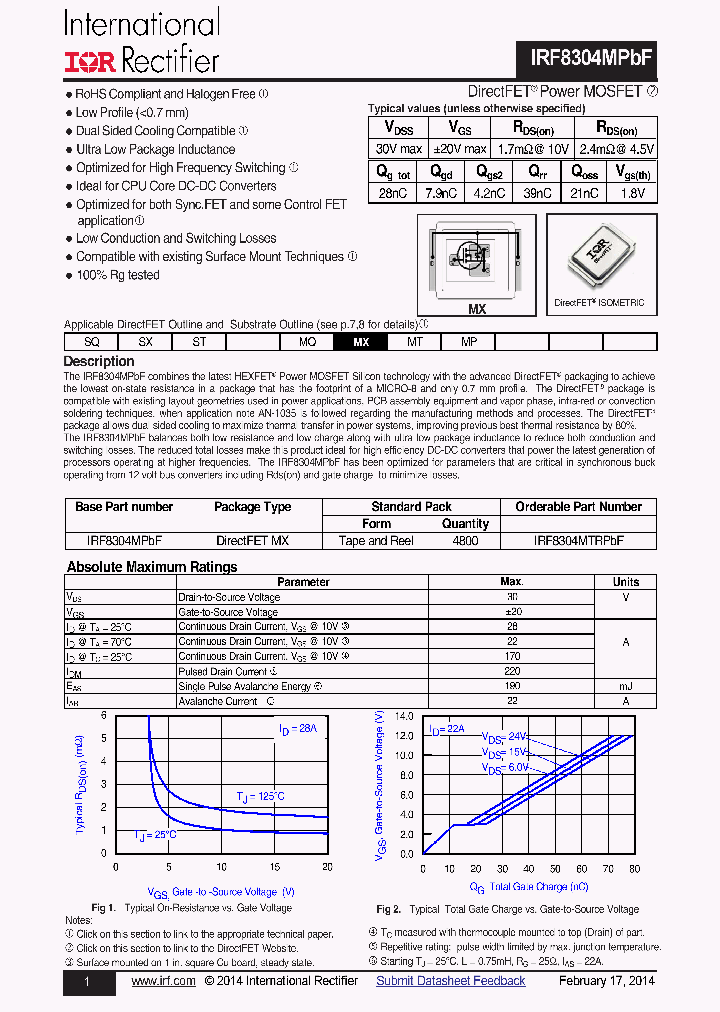 IRF8304MPBF_7713326.PDF Datasheet