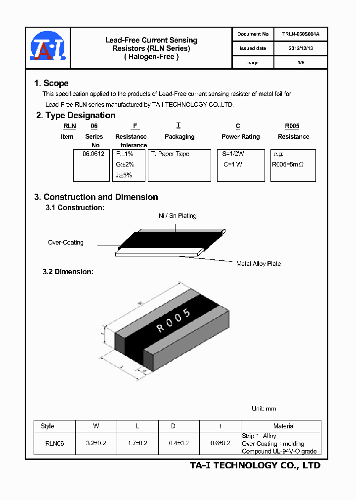 RLN06FTSR005_7716491.PDF Datasheet