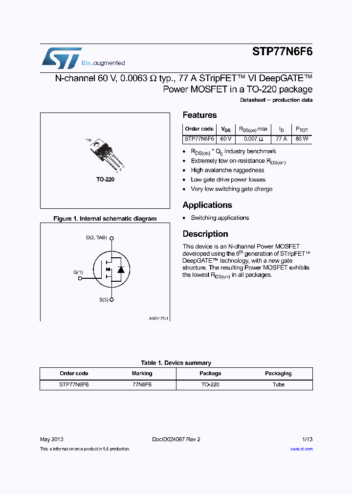 STP77N6F6_7723856.PDF Datasheet