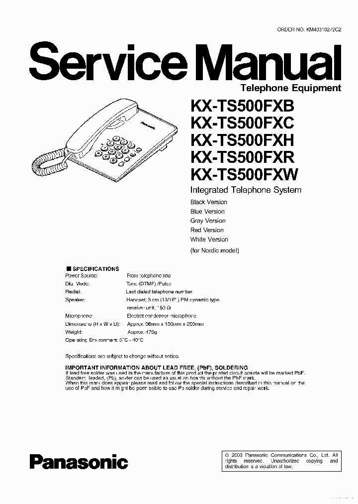 KX-TS500FXW_7727976.PDF Datasheet