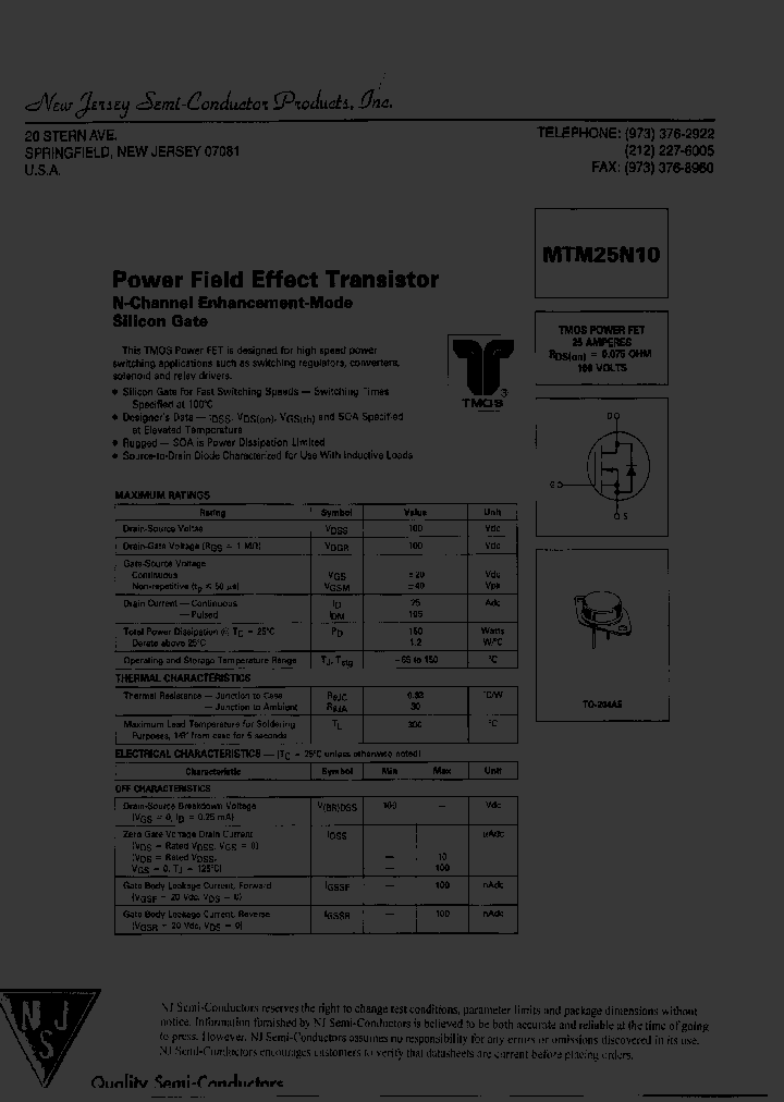 MTM25N10_7730905.PDF Datasheet