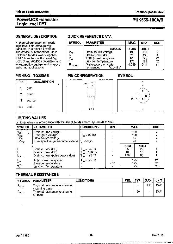 BUK555-100A127_7733642.PDF Datasheet