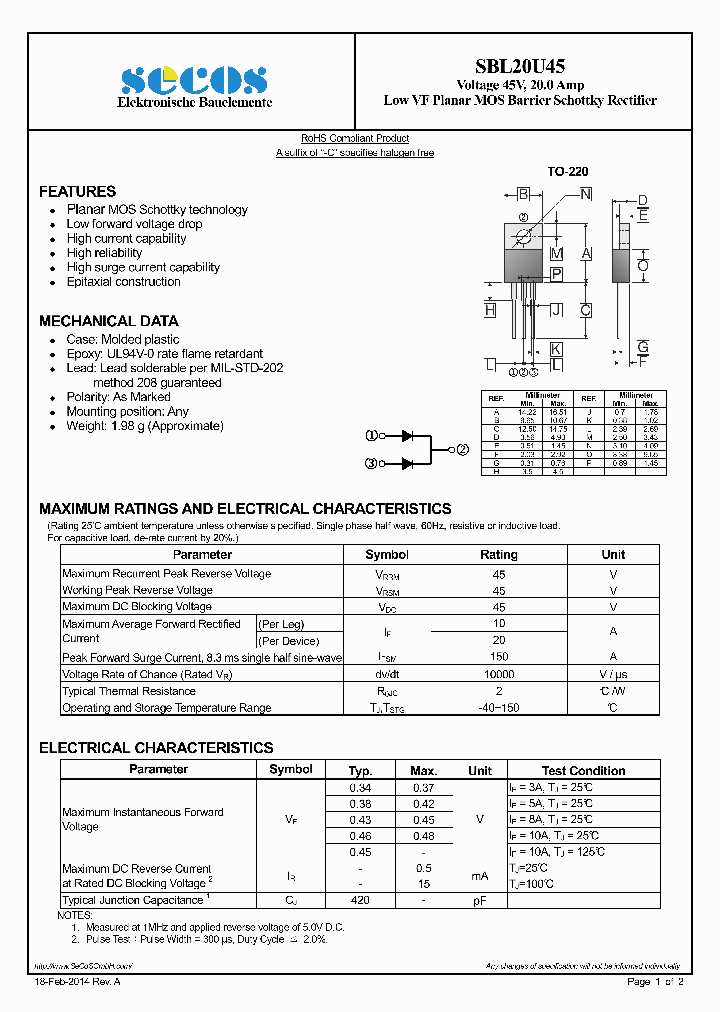 SBL20U45_7771839.PDF Datasheet