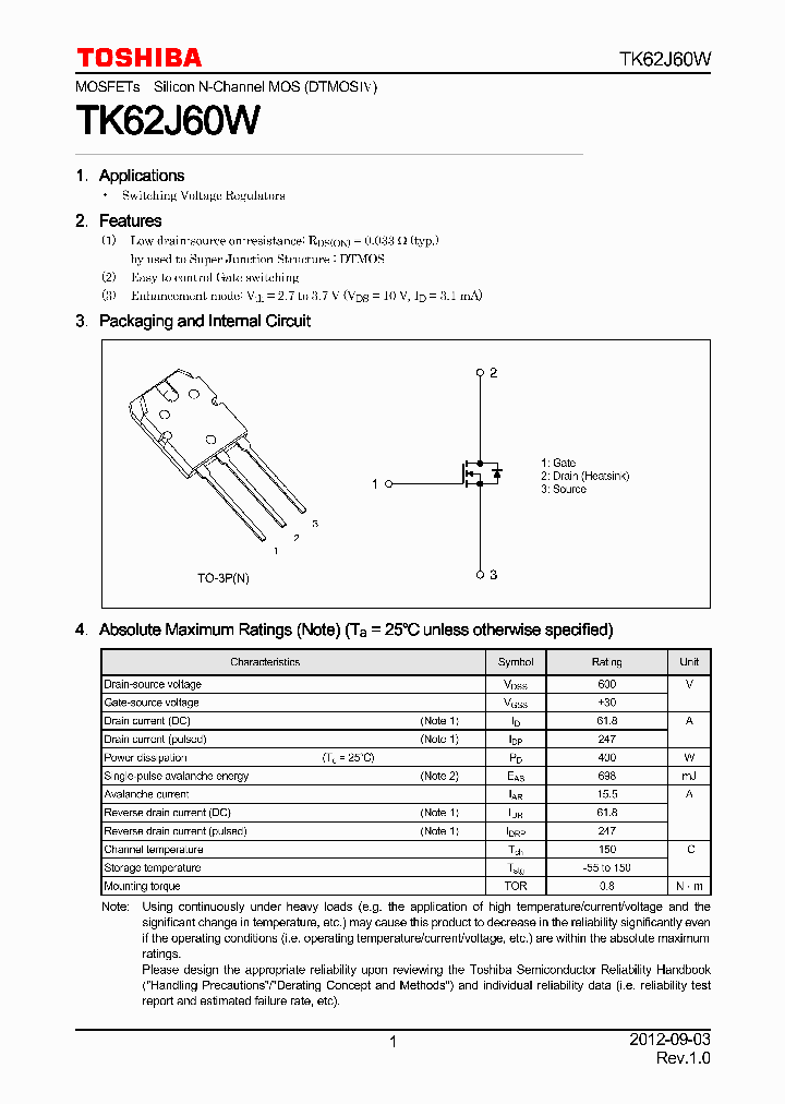 TK62J60W_7790749.PDF Datasheet