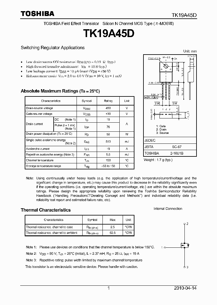 TK19A45D_7798433.PDF Datasheet