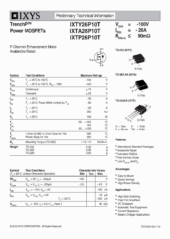 IXTP26P10T_7798520.PDF Datasheet