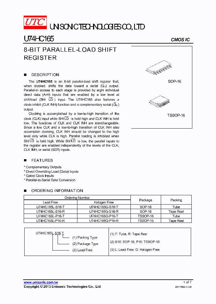 U74HC165_7845334.PDF Datasheet