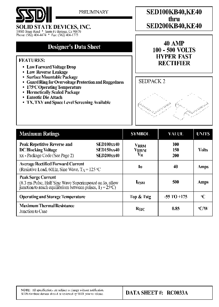 SED150KB40_7863912.PDF Datasheet