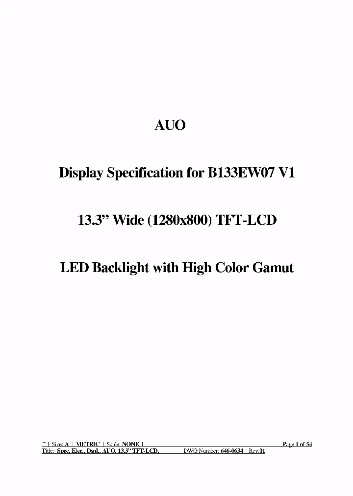 B133EW07-V1_7777147.PDF Datasheet