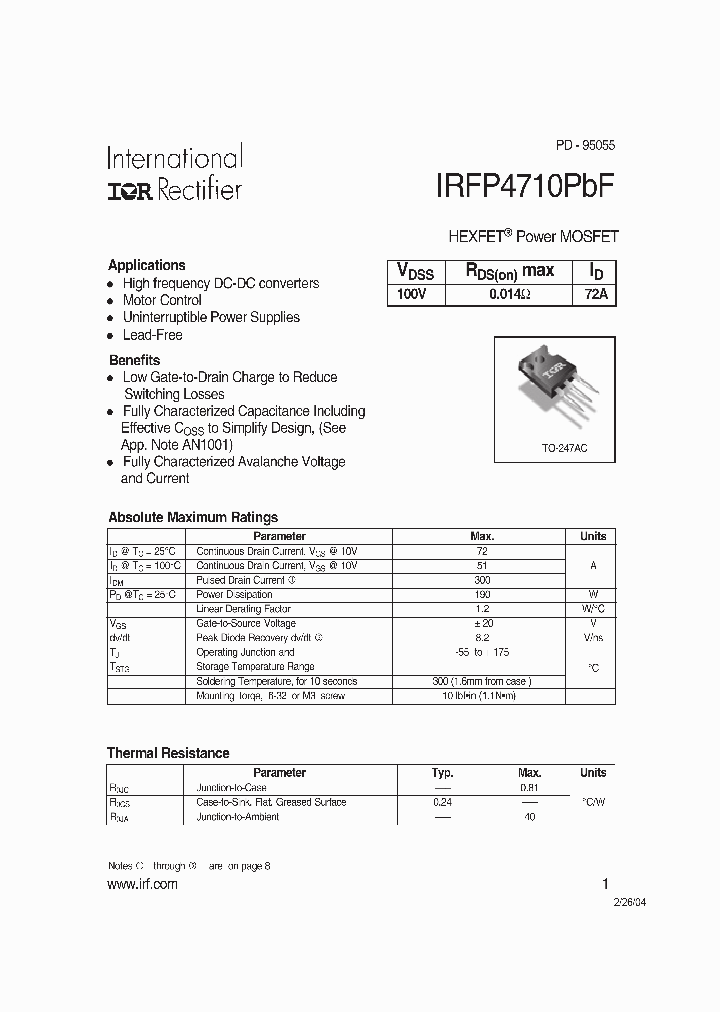 IRFP4710PBF_7884096.PDF Datasheet