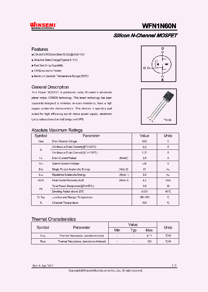 WFN1N60N_7904429.PDF Datasheet