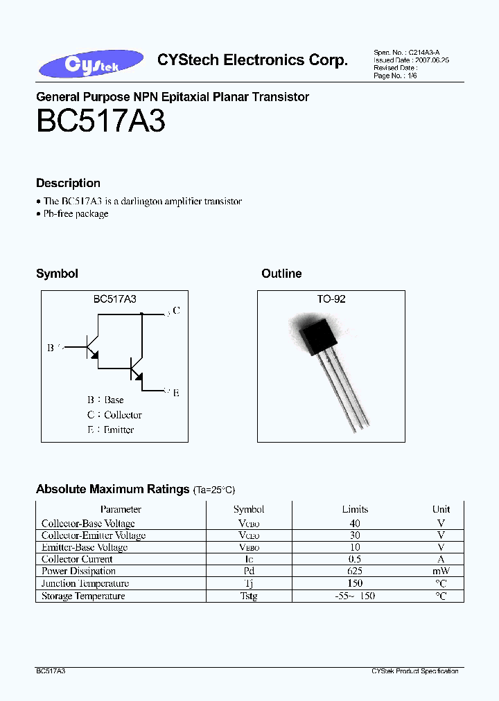 BC517A3_7918327.PDF Datasheet