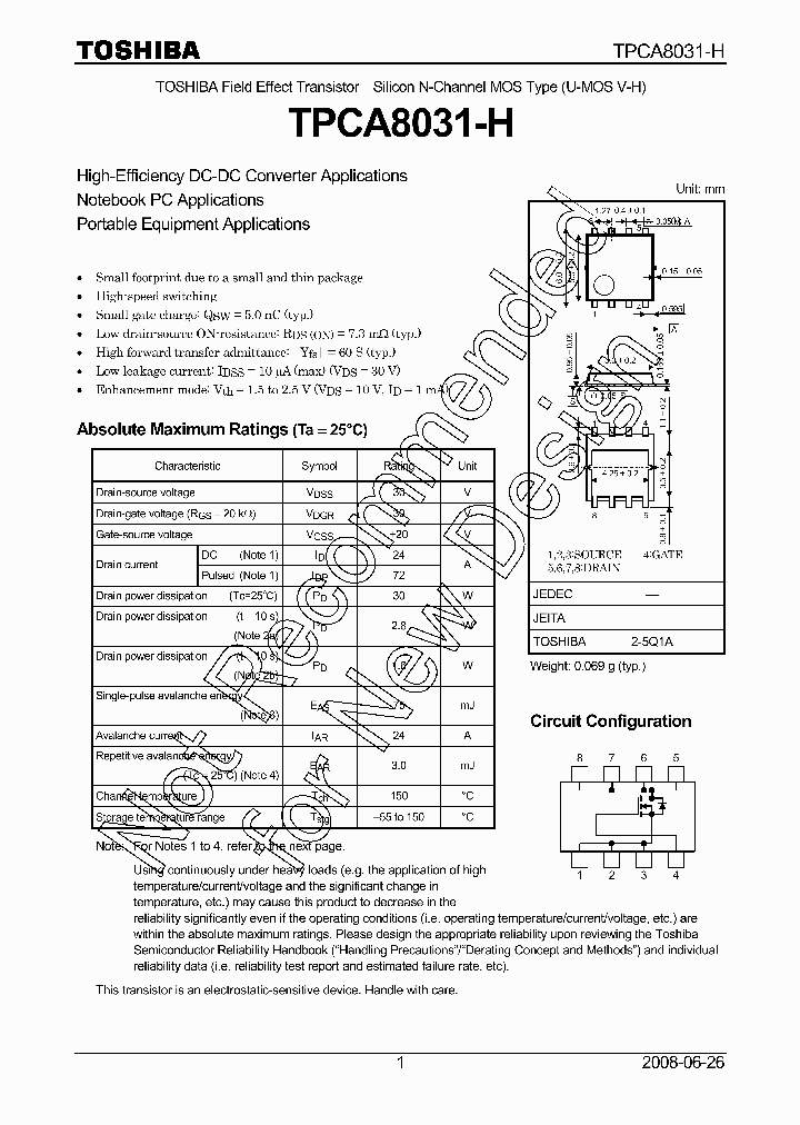 TPCA8031-H_7935794.PDF Datasheet