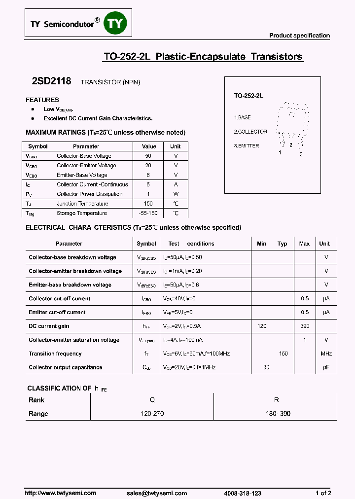 2SD2118-TO252-2L_7969469.PDF Datasheet