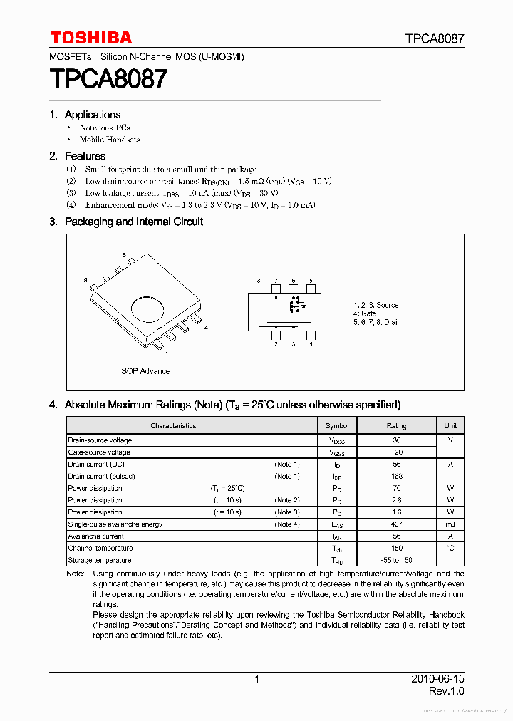 TPCA8087_7796439.PDF Datasheet