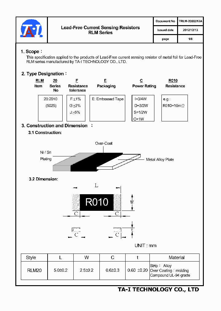 RLM20FECR010_8000855.PDF Datasheet