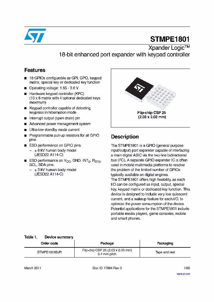 STMPE1801BJR_8020469.PDF Datasheet