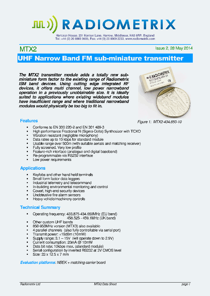 MTX2-433-10_8046428.PDF Datasheet