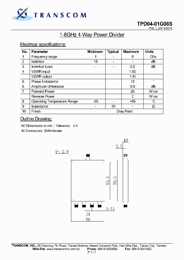 TPD04-01G08S_8048101.PDF Datasheet