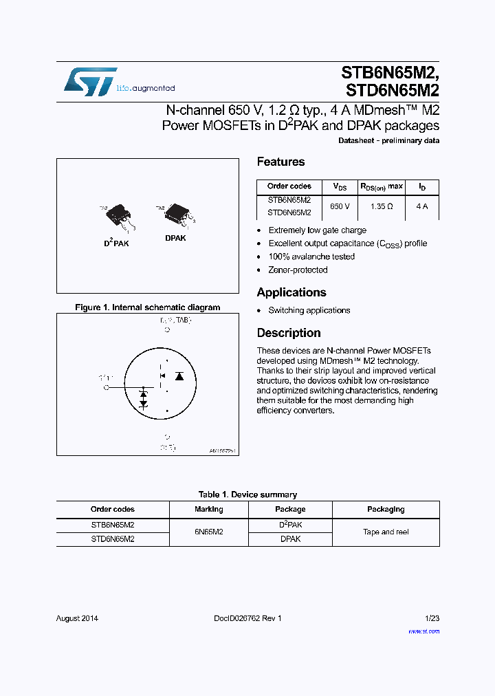 STD6N65M2_8048275.PDF Datasheet