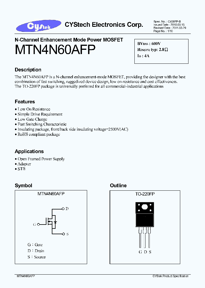 MTN4N60AFP_8049824.PDF Datasheet