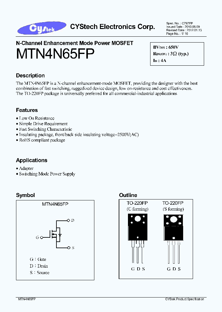 MTN4N65FP_8061961.PDF Datasheet