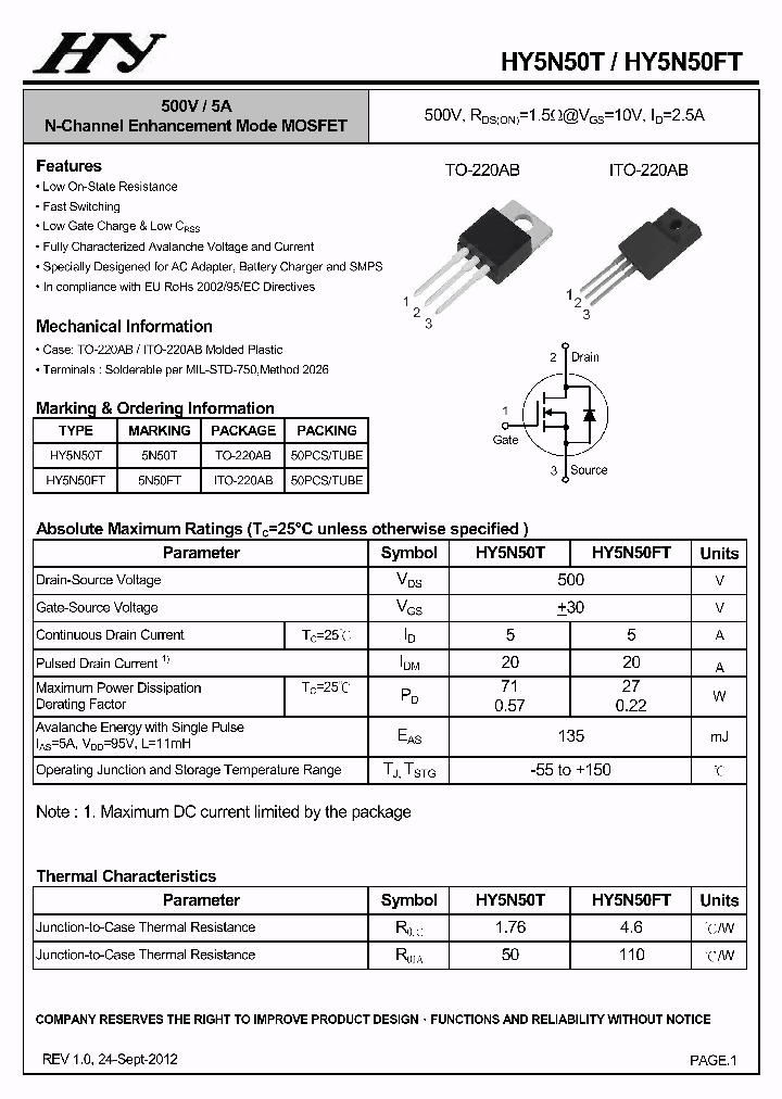 HY5N50T_8076676.PDF Datasheet