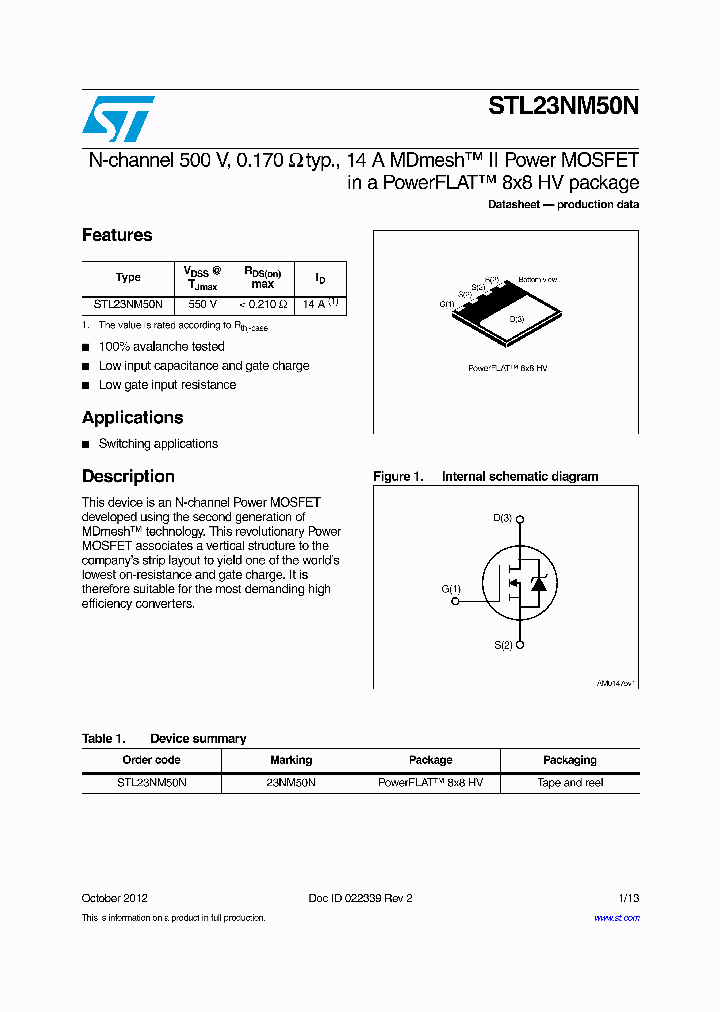 STL23NM50N_8091291.PDF Datasheet