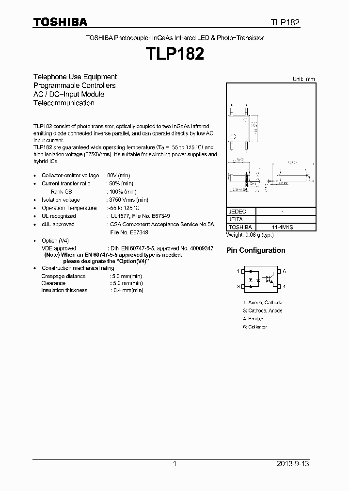 TLP182_8115987.PDF Datasheet