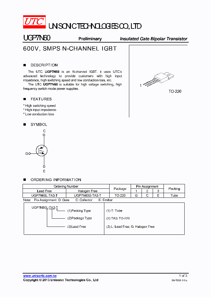 UGP7N60L-TA3-T_8122000.PDF Datasheet