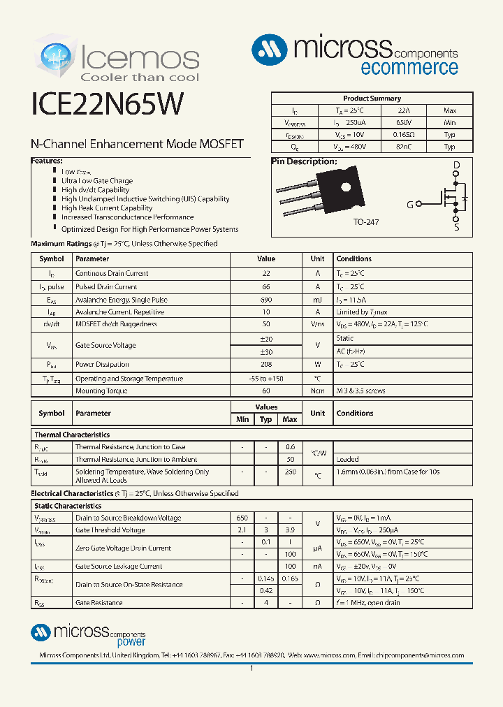 ICE22N65W_8126038.PDF Datasheet