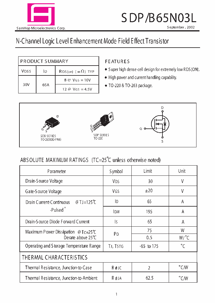 SDB65N03_8135170.PDF Datasheet