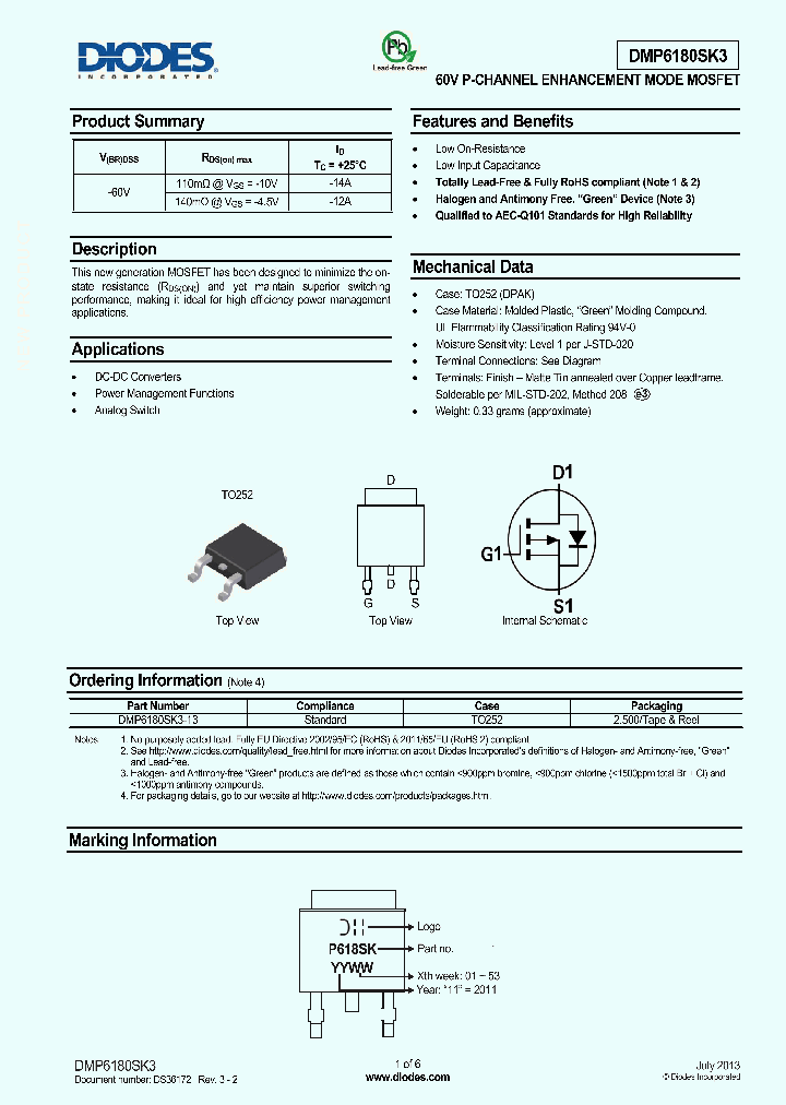 DMP6180SK3-13_8143311.PDF Datasheet