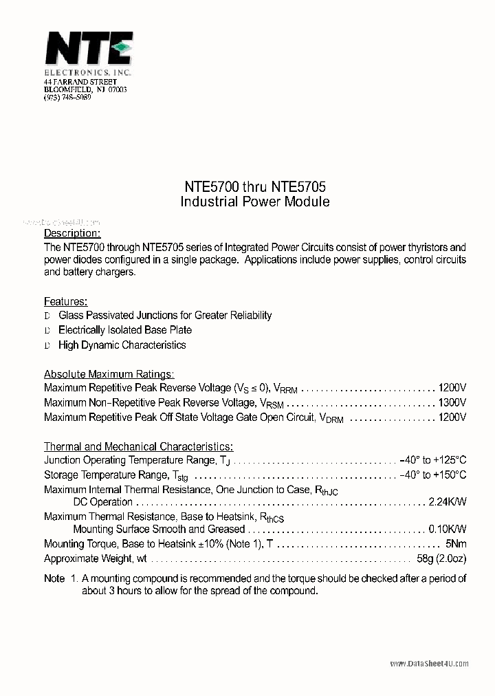 NTE5705_7824902.PDF Datasheet